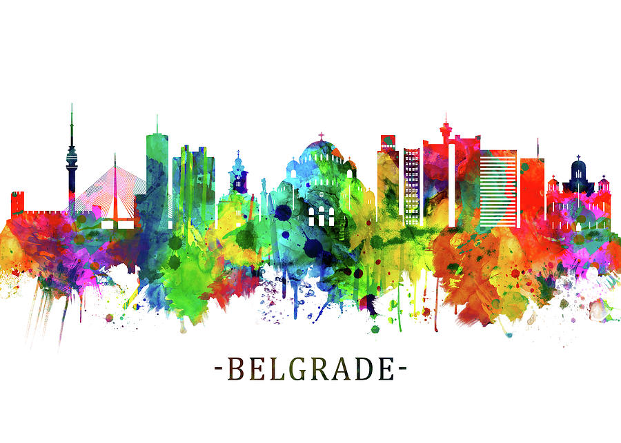 Colorful artistic skyline of Belgrade, representing Serbia's emergence as a dynamic outsourcing and nearshoring destination in Europe.