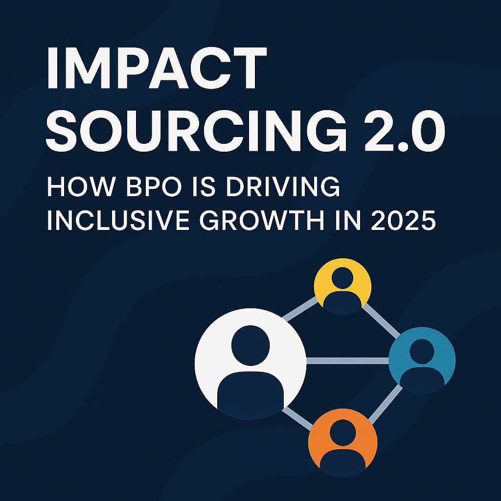 Impact Sourcing 2.0 - BPO driving inclusive growth with interconnected human figures representing diversity.